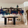 Darmstadt Skyline Blue & Bronze Mural Wallpaper - room preview 06
