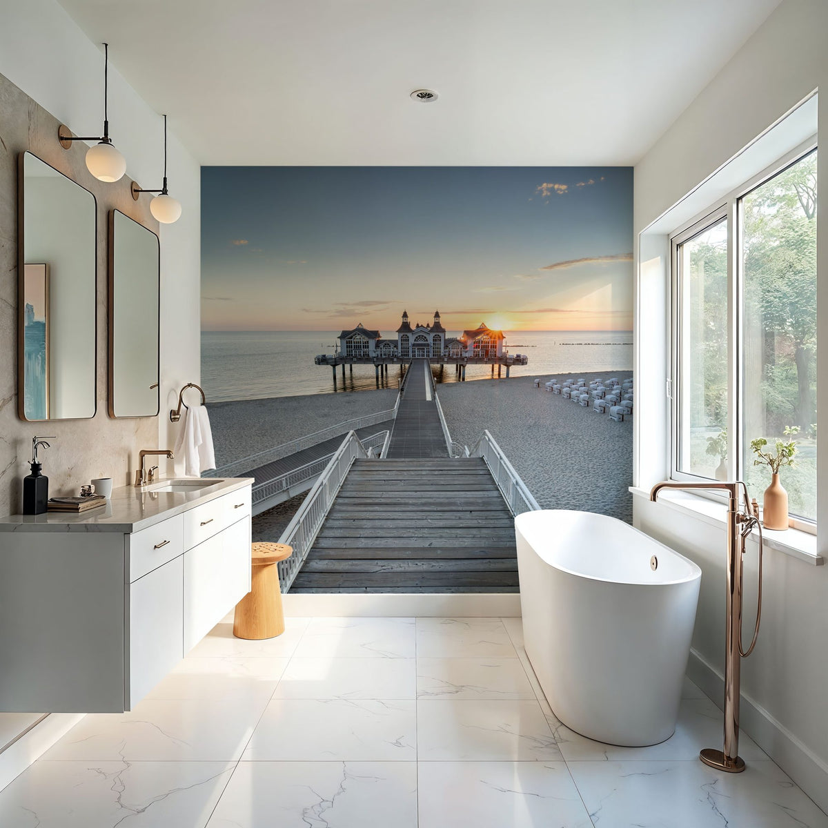 Sellin Pier Sunrise Mural Wallpaper - room preview 06