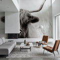 Highland Meadow Portrait BW Mural Wallpaper - room preview 06
