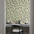 Oak & Acorns, White Mural Wallpaper - room preview 06