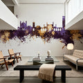 Kabul Afghanistan Skyline Purple & Gold Mural Wallpaper - room preview 06