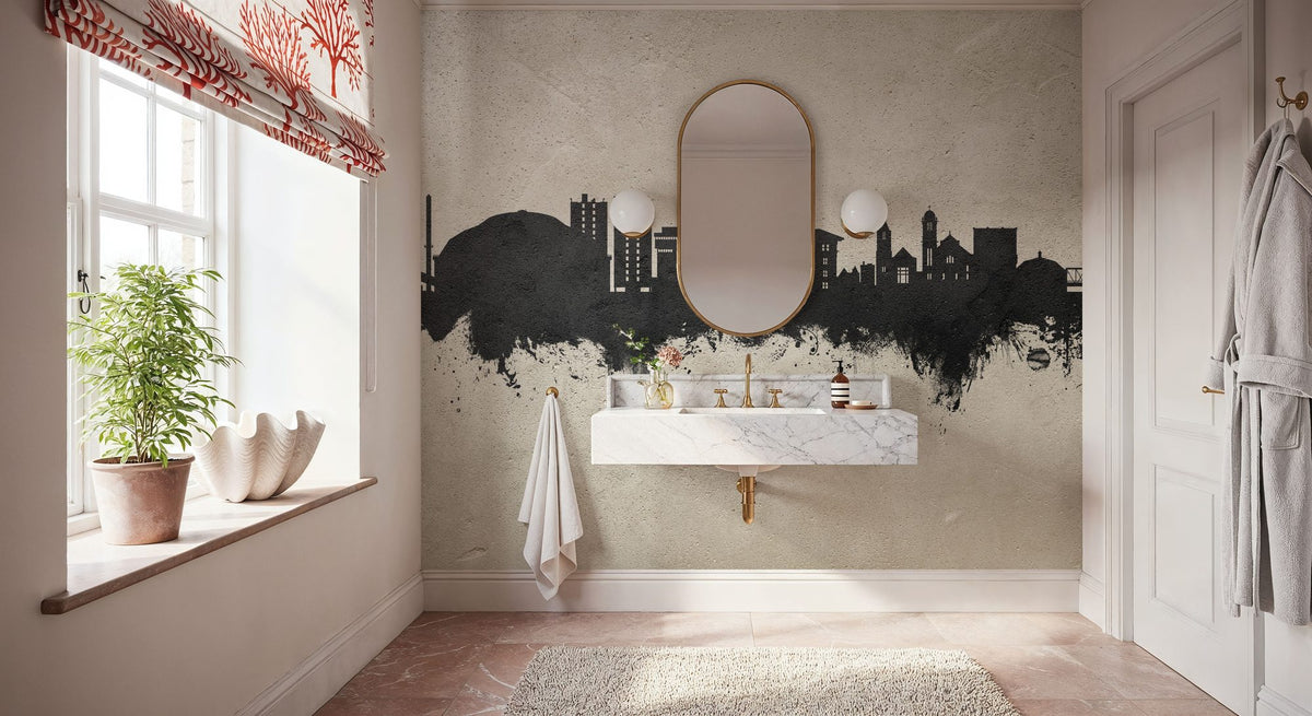 Cedar Falls Iowa Skyline Concrete Mural Wallpaper - room preview 06