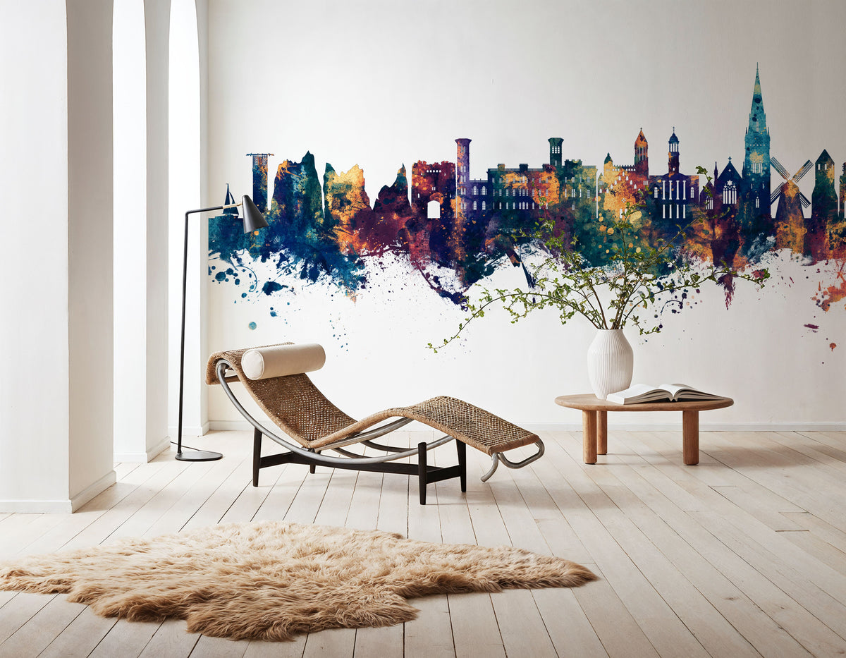Isle of Wight England Skyline Blue & Bronze Mural Wallpaper - room preview 06