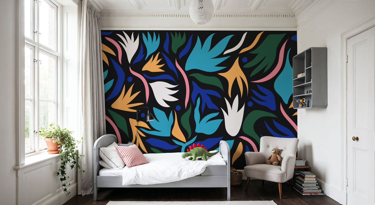 Tulip Cut Out, Dark Mural Wallpaper - room preview 06