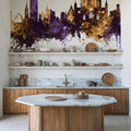 Lincoln England Skyline Purple & Gold Mural Wallpaper - room preview 06