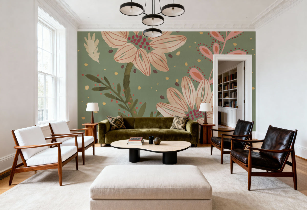 Floralscape X Neutral Mural Wallpaper - room preview 06