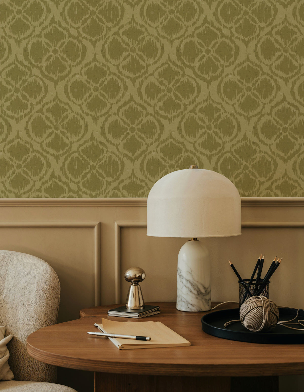 Harvest Slice Swamp Green Mural Wallpaper - room preview 06