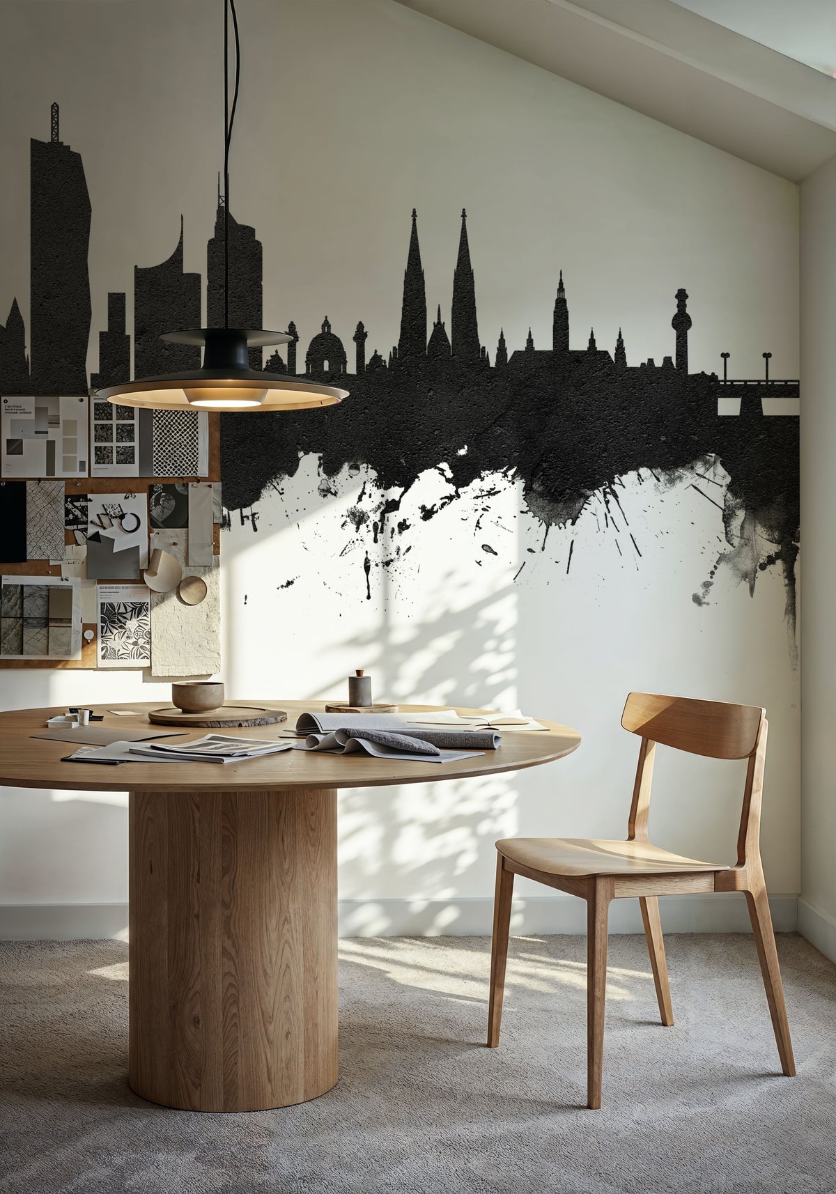 Vienna Austria Skyline Black & White Mural Wallpaper - room preview 06