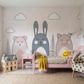 Sleeping Bunny Pink Mural Wallpaper - room preview 06