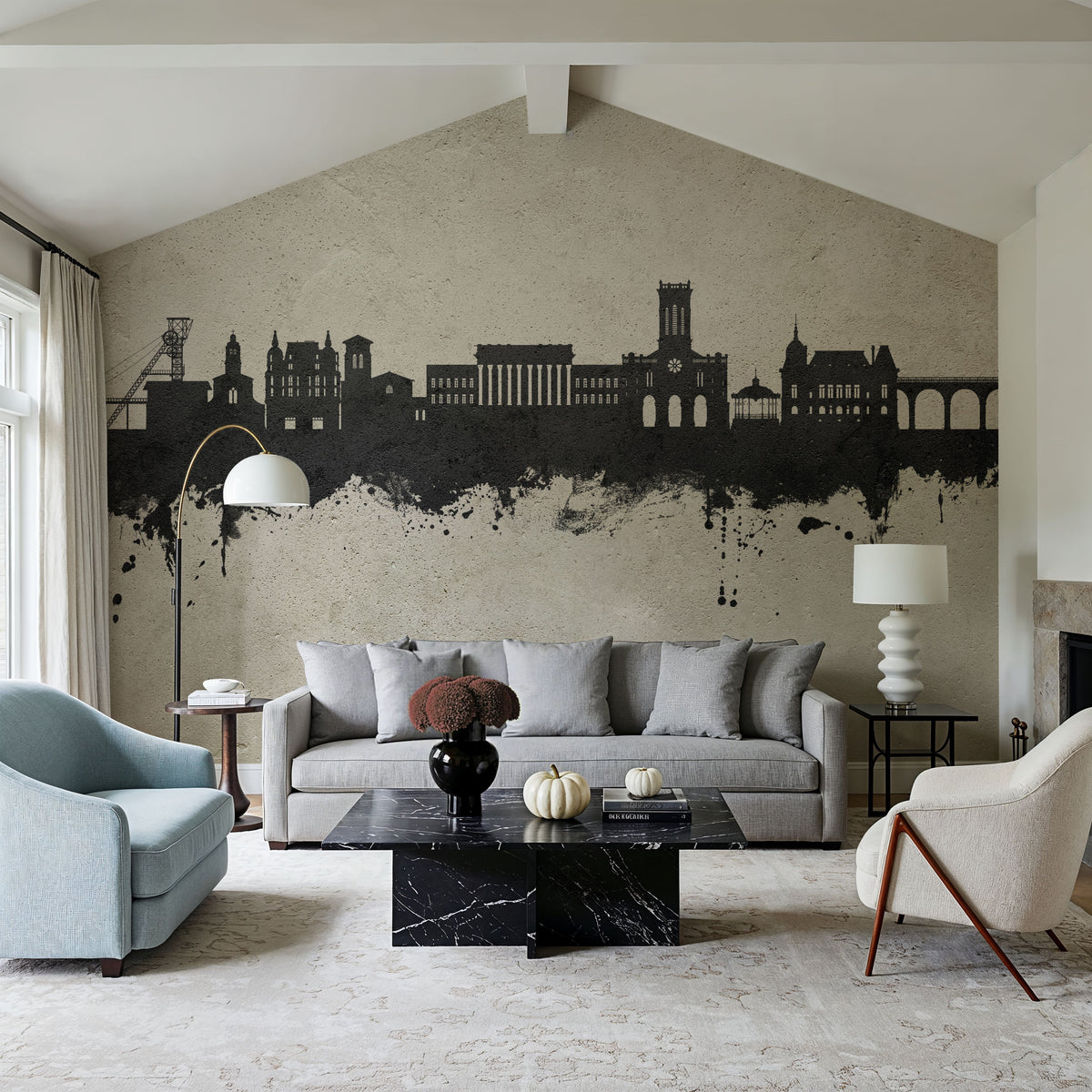 Saint-Étienne France Skyline Concrete Mural Wallpaper - room preview 06