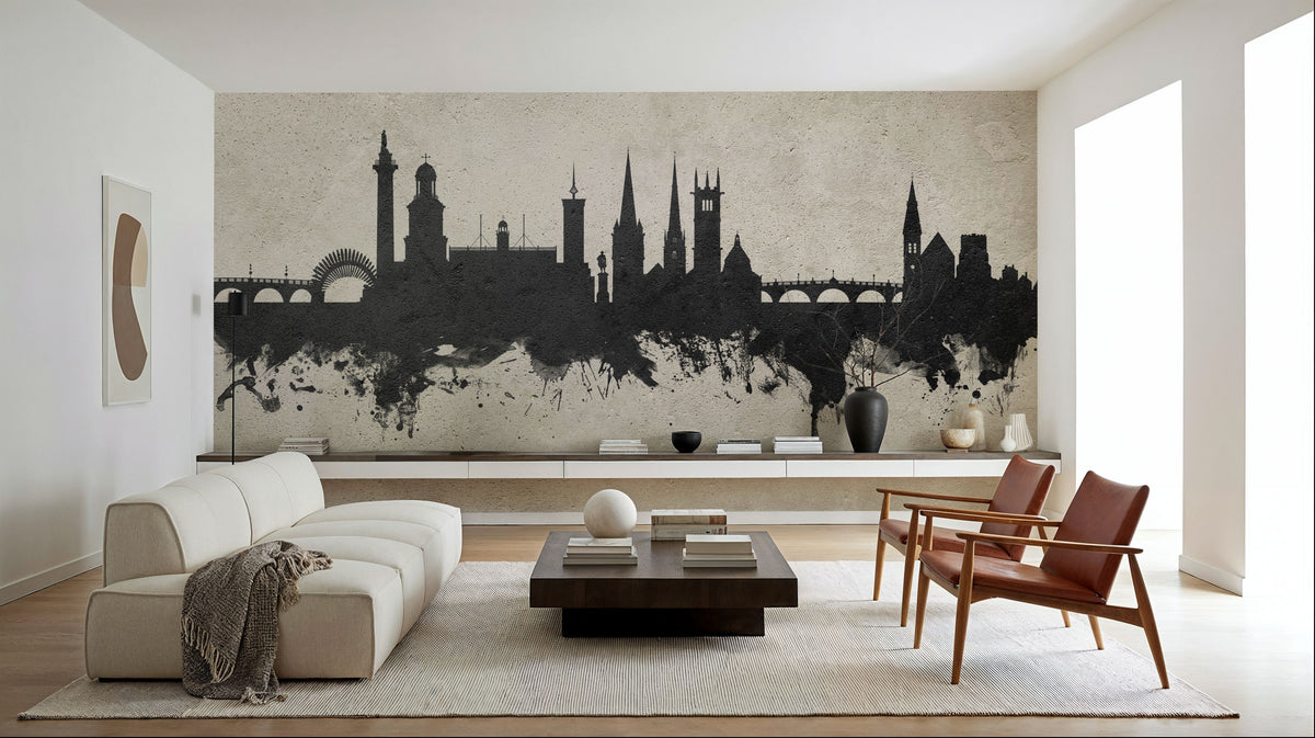 Shrewsbury England Skyline Concrete Mural Wallpaper - room preview 06