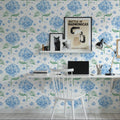 Hydrangea in the Air, Blue Mural Wallpaper - room preview 06