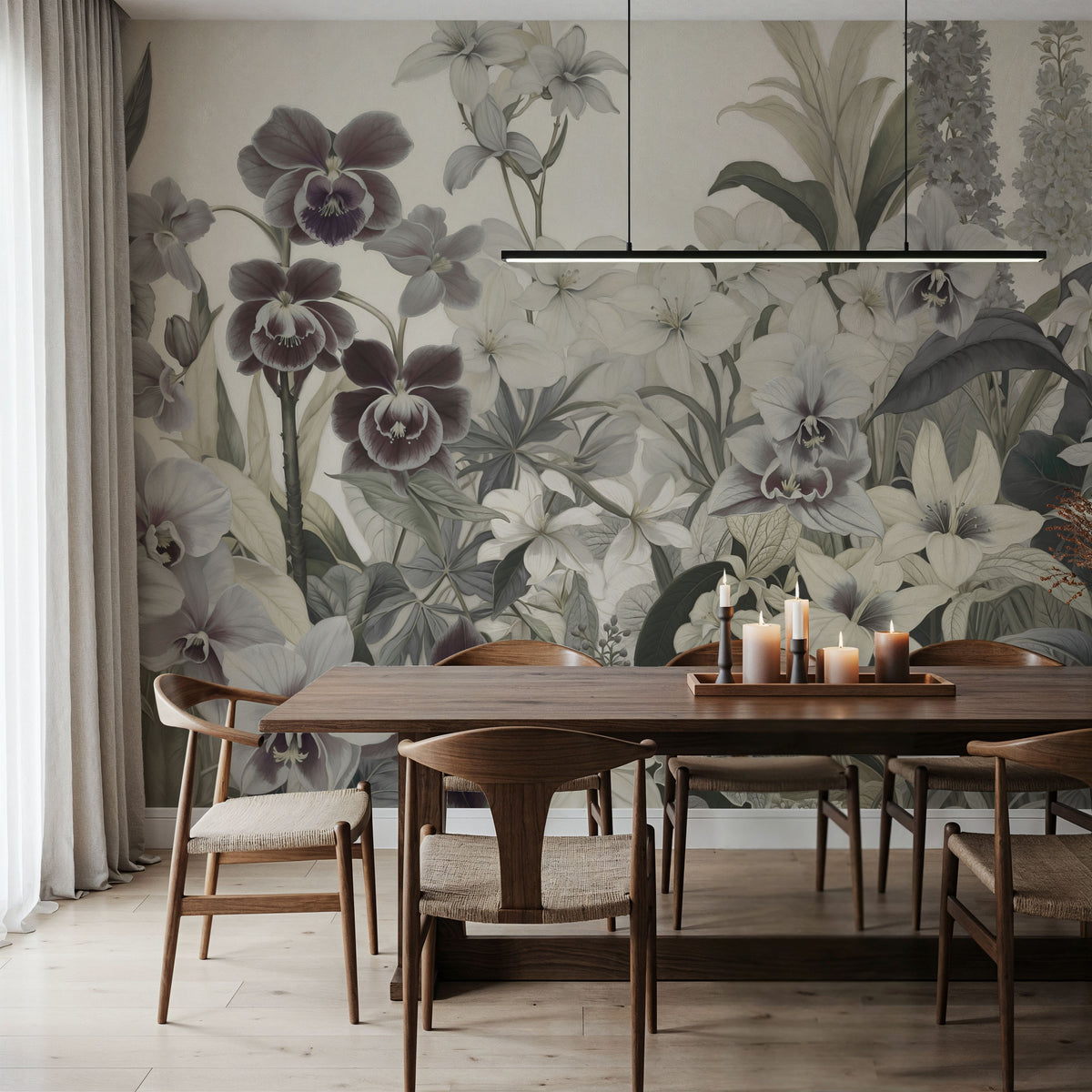 The Tenderness of Orchids, Sage Mural Wallpaper - room preview 06