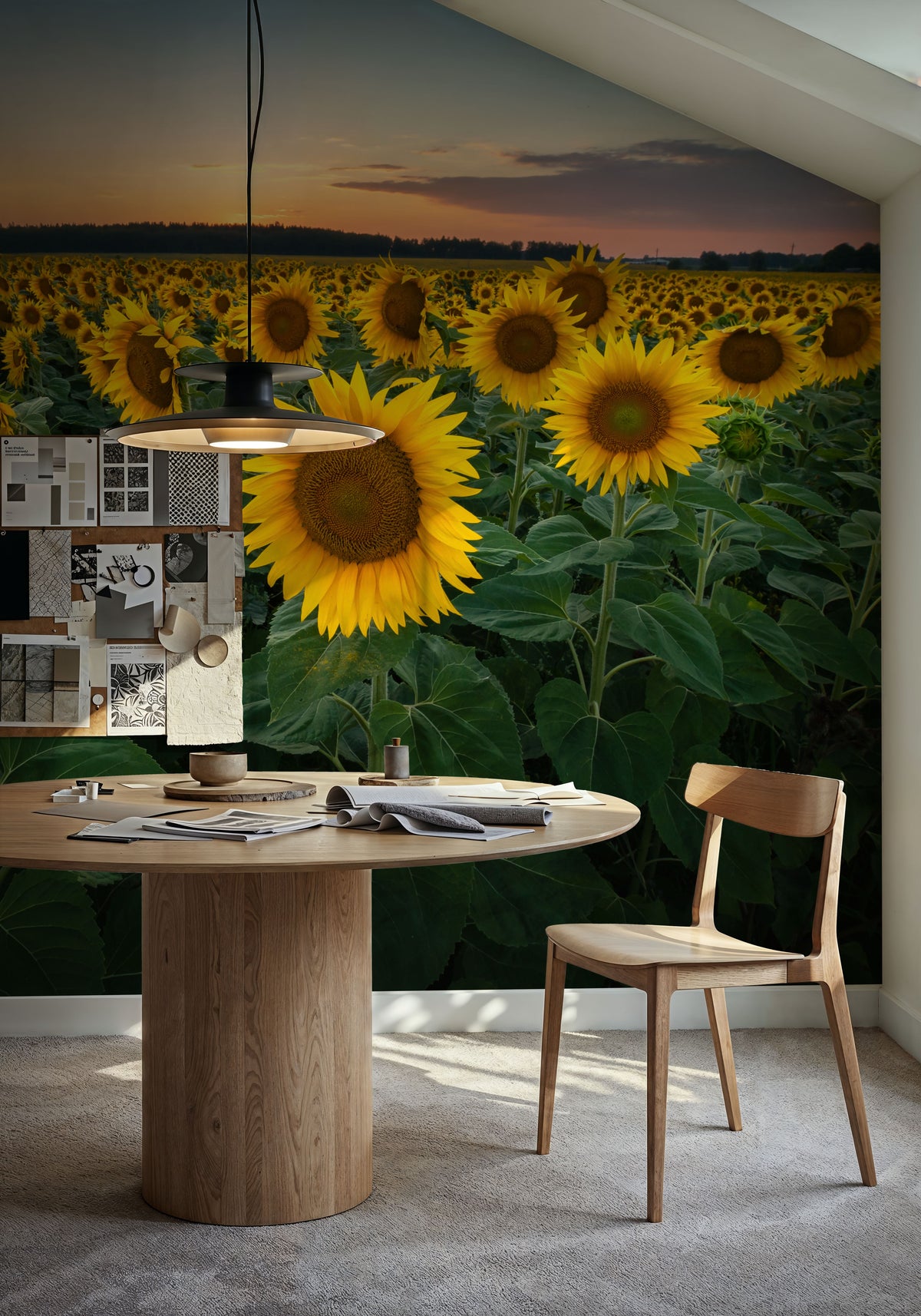 Proud Sunflower Field Mural Wallpaper - room preview 06