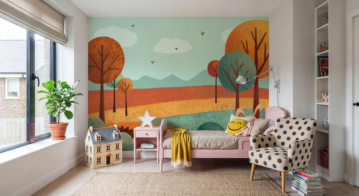 Rabbit & Hedgehog Peek a Boo Mural Wallpaper - room preview 06