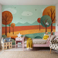 Rabbit & Hedgehog Peek a Boo Mural Wallpaper - room preview 06