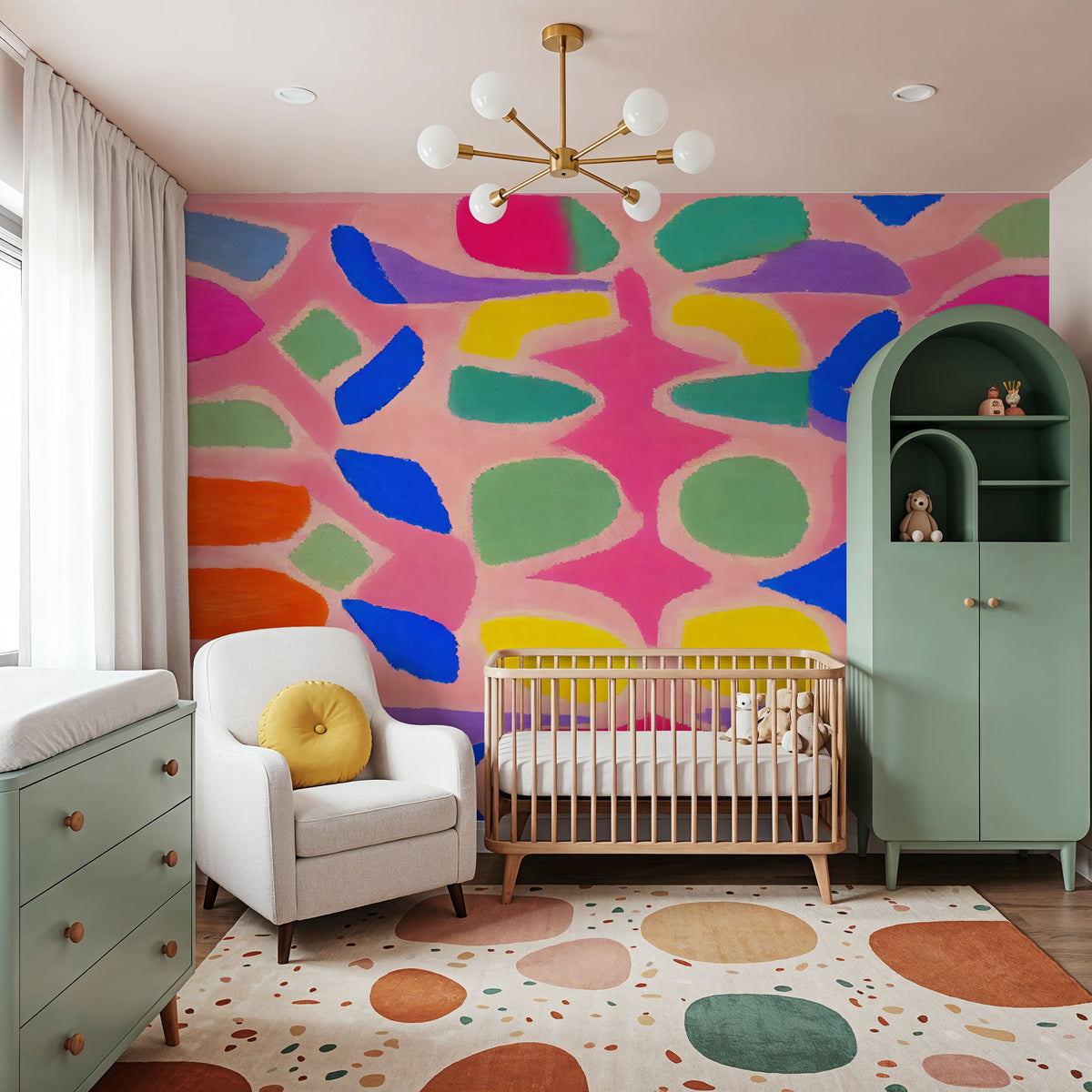Pastel Neon Pattern Mural Wallpaper - room preview 06