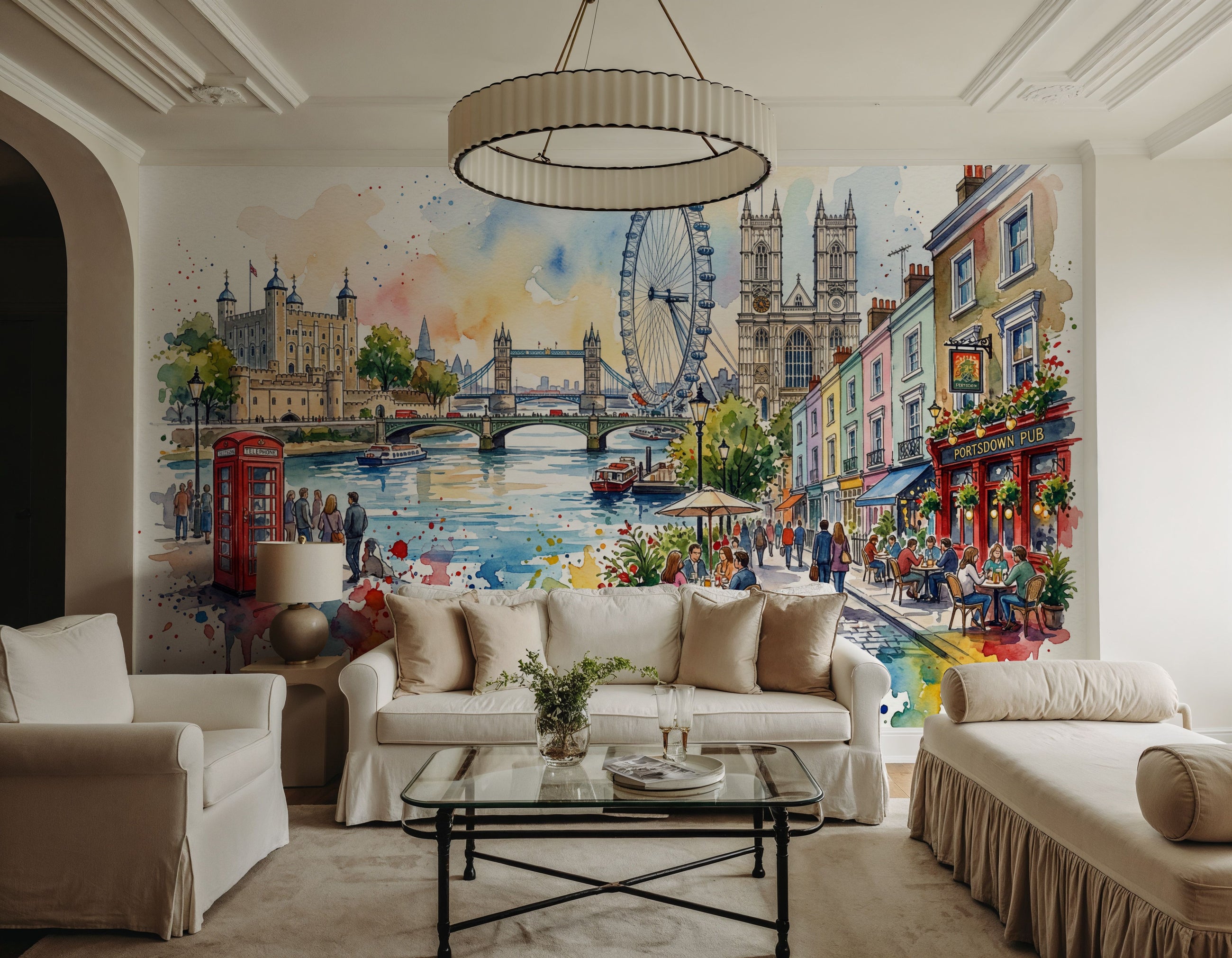 London - Watercolor City Series Mural Wallpaper