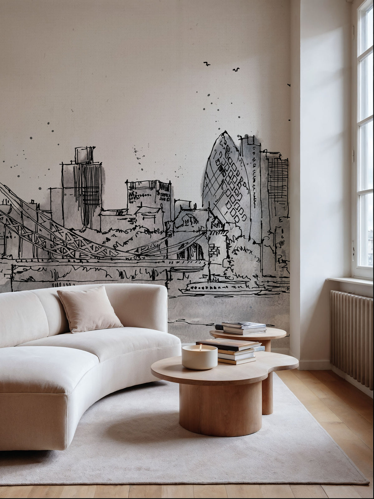 Skyline Sketches London Mural Wallpaper - room preview 06
