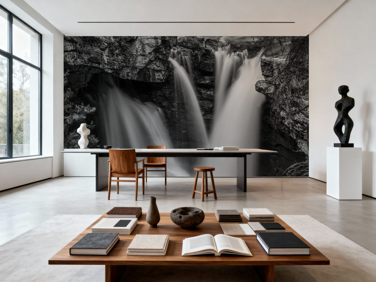Johnston Creek Canyon BW Mural Wallpaper - room preview 06