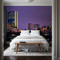 Purple Sunrise Gradient Twilight Metropolis Mural Wallpaper - room preview 06