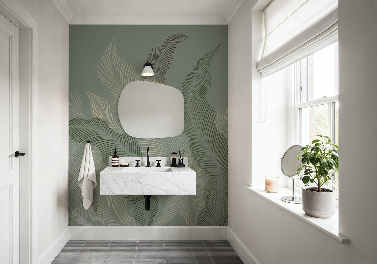 Foliage Flow, Sage Mural Wallpaper - room preview 06