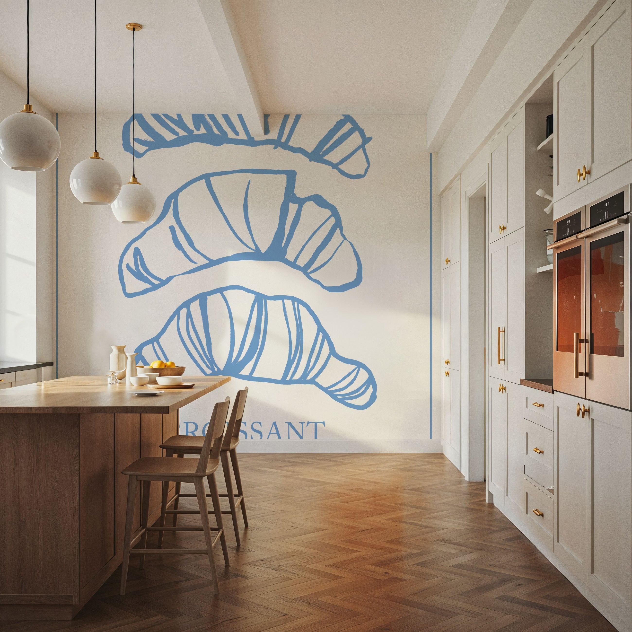 Breakfast Doodles VI White Mural Wallpaper