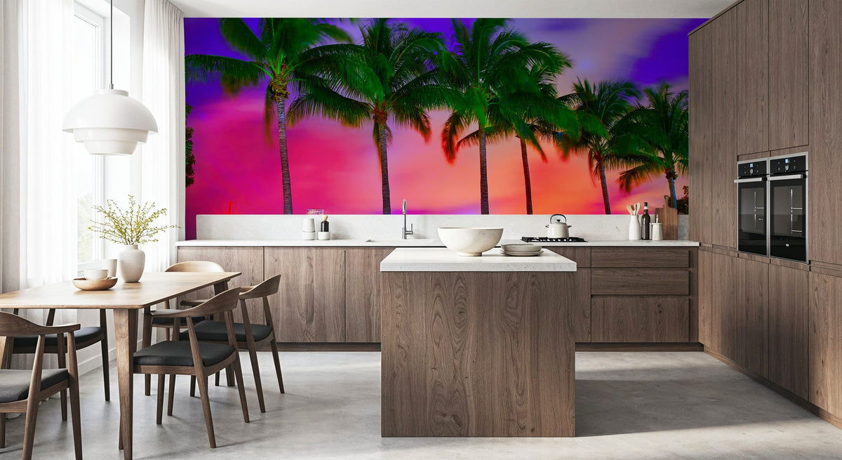 Miami Palm Sunset Mural Wallpaper - room preview 06