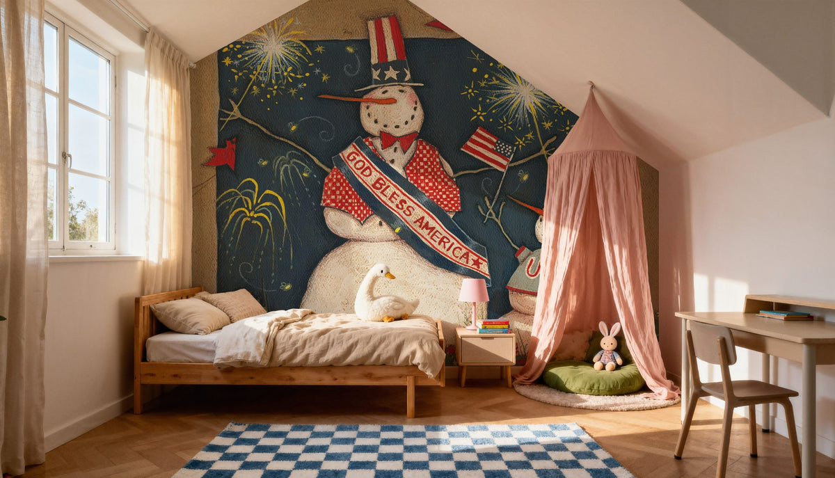 Seasonal Snowman VII Mural Wallpaper - room preview 06