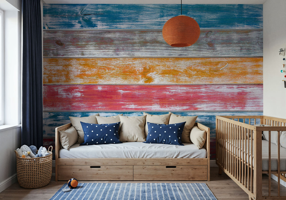 Mexican Wood Washed Mural Wallpaper - room preview 06