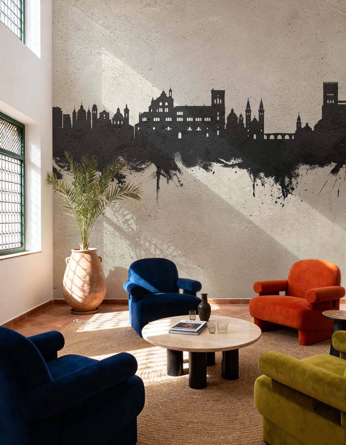 Granada Spain Skyline Concrete Mural Wallpaper - room preview 06