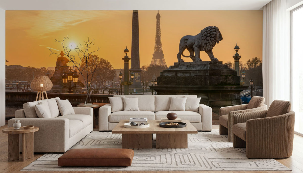 Place De La Concorde At Sunset Mural Wallpaper - room preview 06