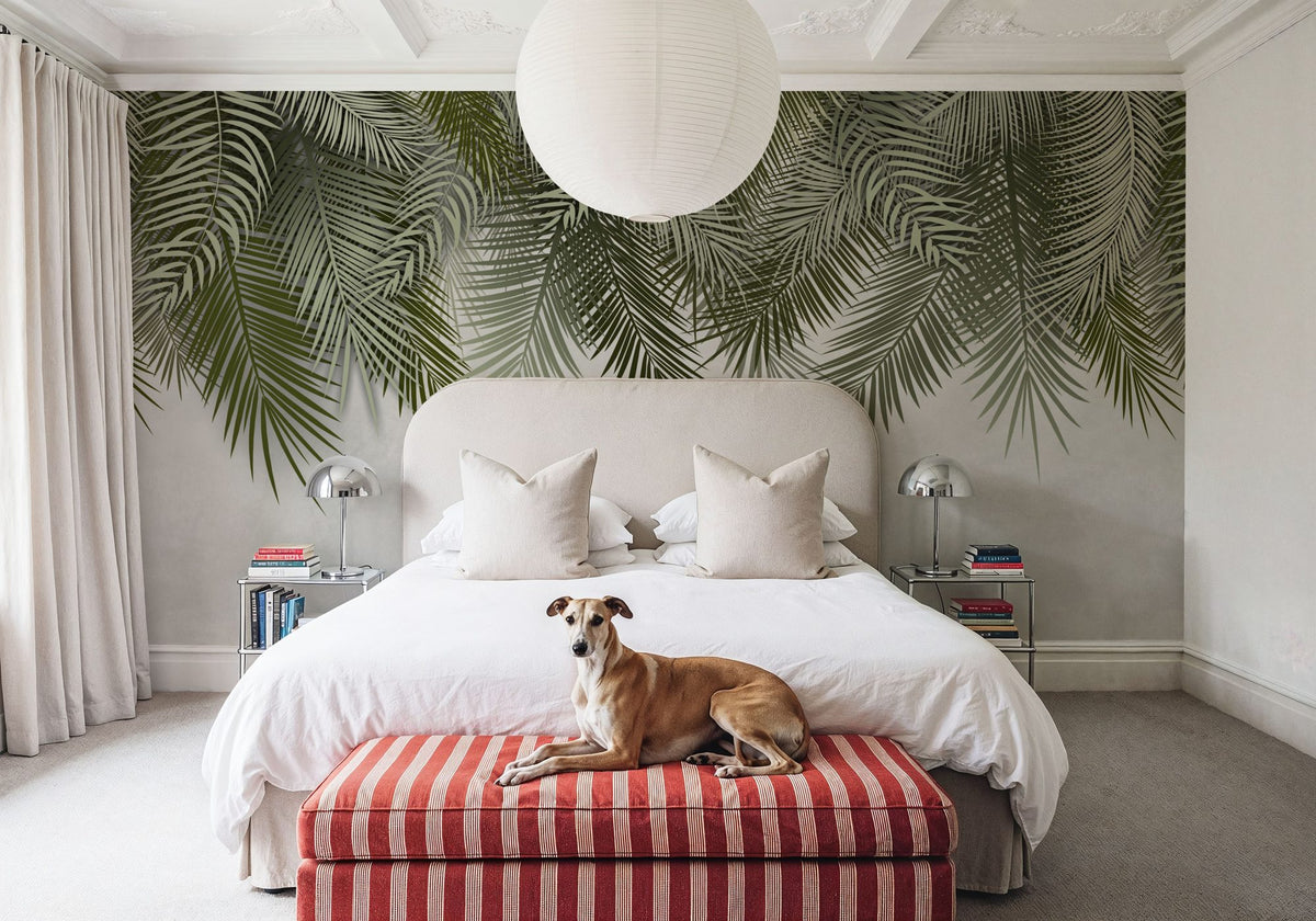 Palms Around Us Mural Wallpaper - Neutral Tone - room preview 06