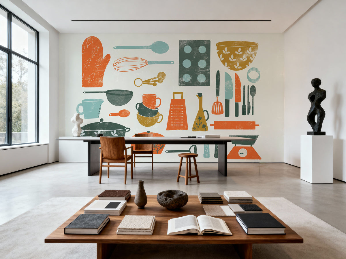 Retro Kitchen Map Mural Wallpaper - room preview 06