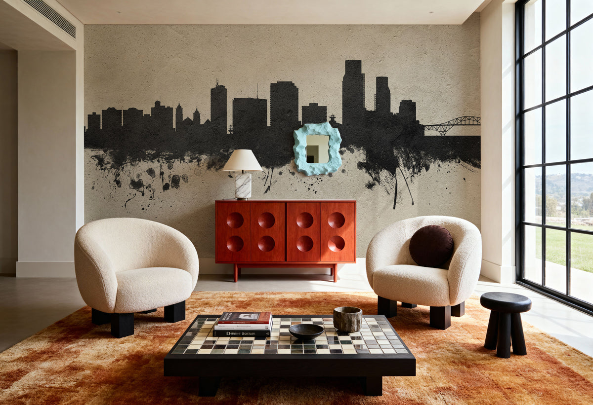 Corpus Christi Texas Skyline Concrete Mural Wallpaper - room preview 06