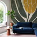 Simple Flowers I Yellow Mural Wallpaper - room preview 06