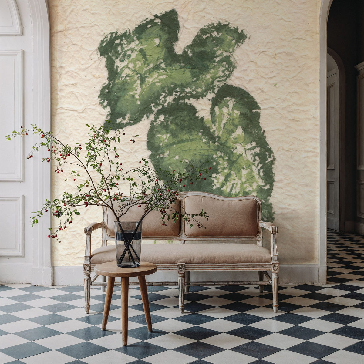 Textile Leaves II Mural Wallpaper - room preview 06