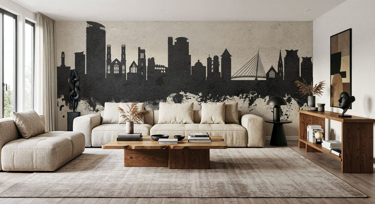 Swansea Wales Skyline Concrete Mural Wallpaper - room preview 06