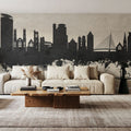 Swansea Wales Skyline Concrete Mural Wallpaper - room preview 06