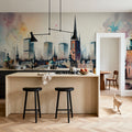 Watercolor Stockholm Skyline Mural Wallpaper - room preview 06
