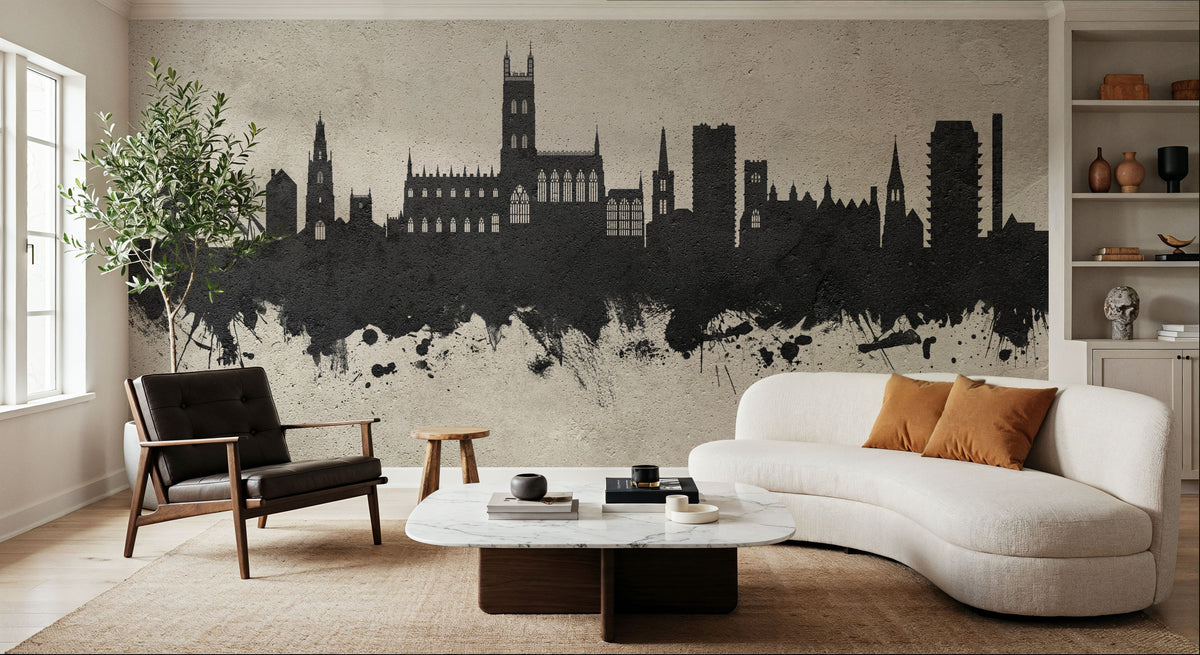 Gloucester England Skyline Concrete Mural Wallpaper - room preview 06