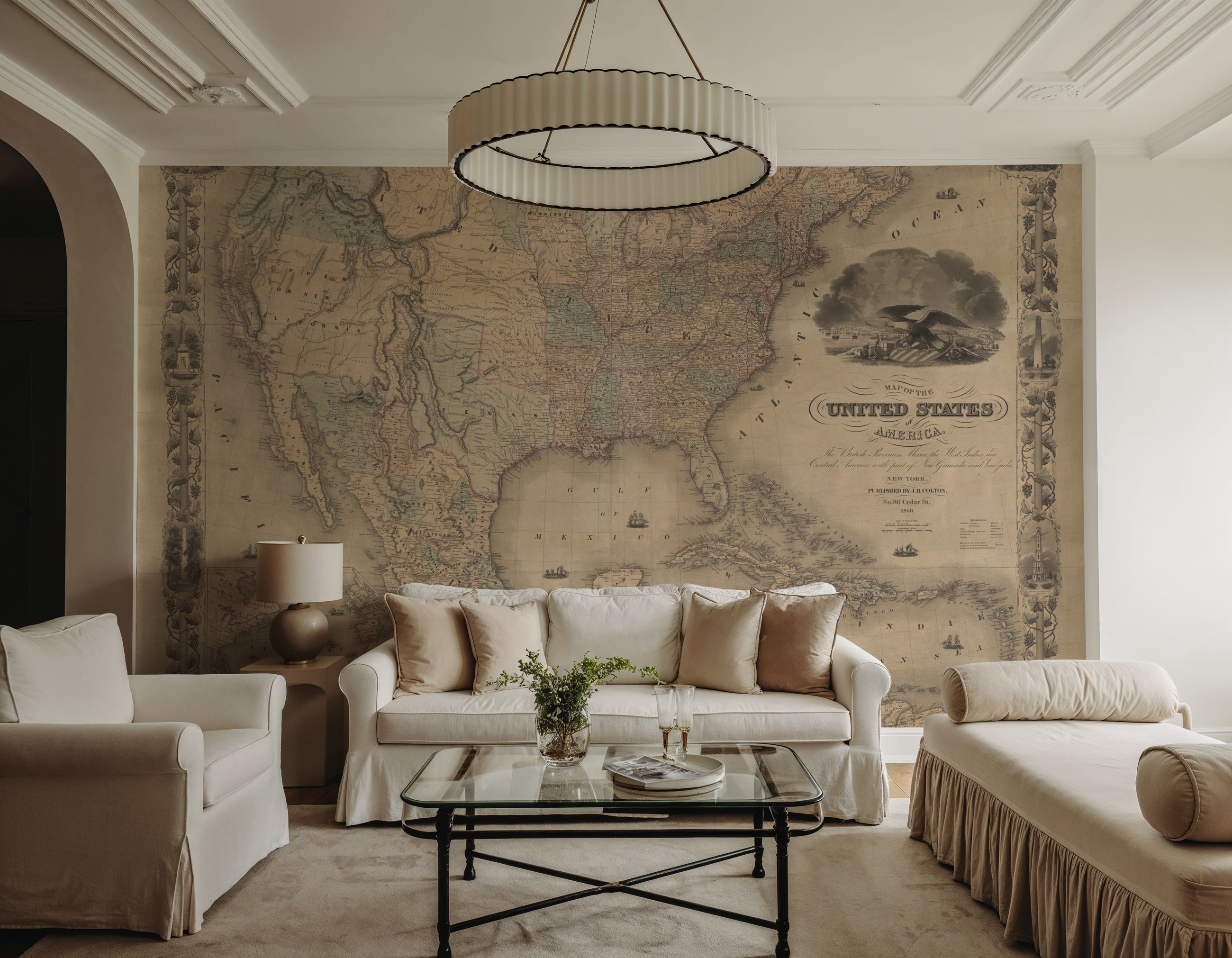 Colton's Unites States Map 1850 Mural Wallpaper