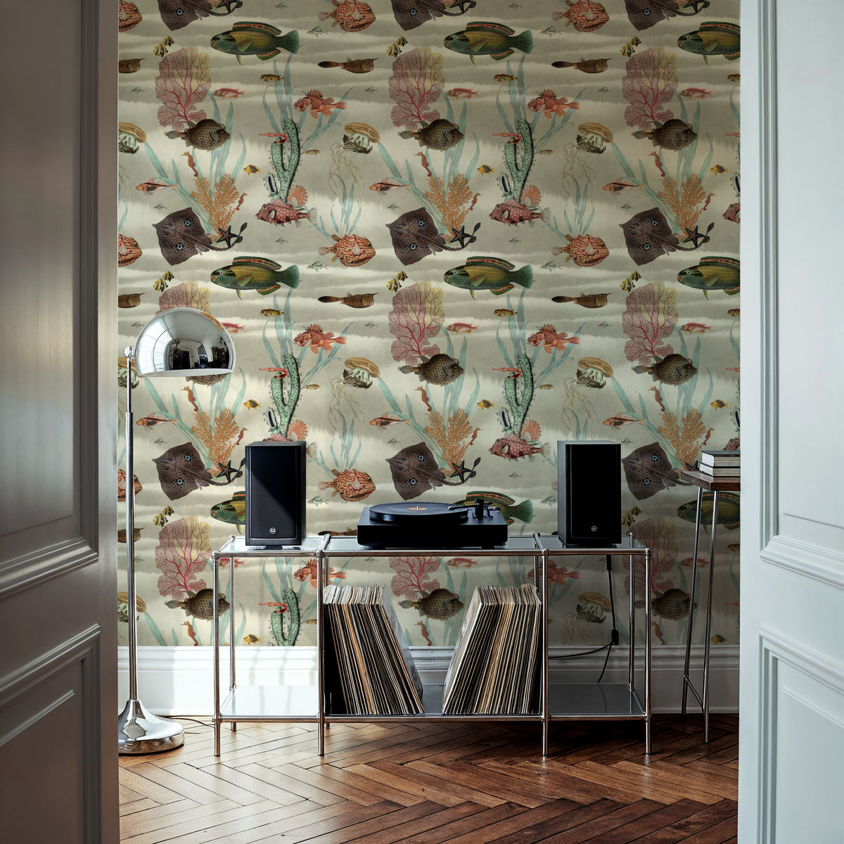 Under the Surface White Mural Wallpaper - room preview 06