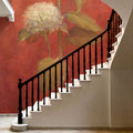 White Hydrangea on Red Mural Wallpaper - room preview 06