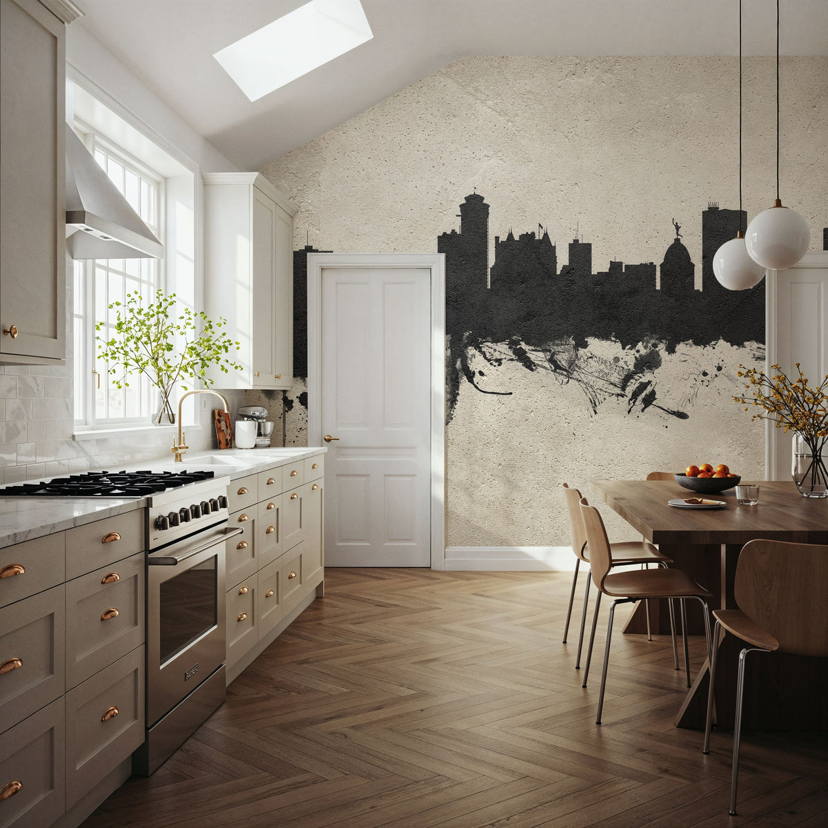 Winnipeg Canada Skyline Concrete Mural Wallpaper - room preview 06