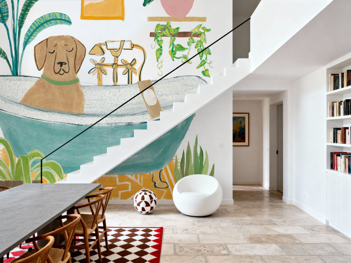 Urban Jungle Bath IV Pet Mural Wallpaper - room preview 06