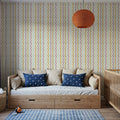Wavy Stripes, Purple & Mustard Mural Wallpaper - room preview 06