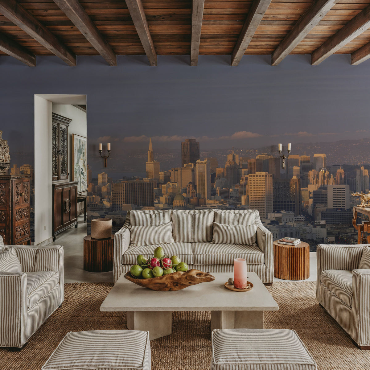 Golden Metropolis Dusk II Mural Wallpaper - room preview 06