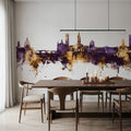 Toulouse France Skyline Purple & Gold Mural Wallpaper - room preview 06