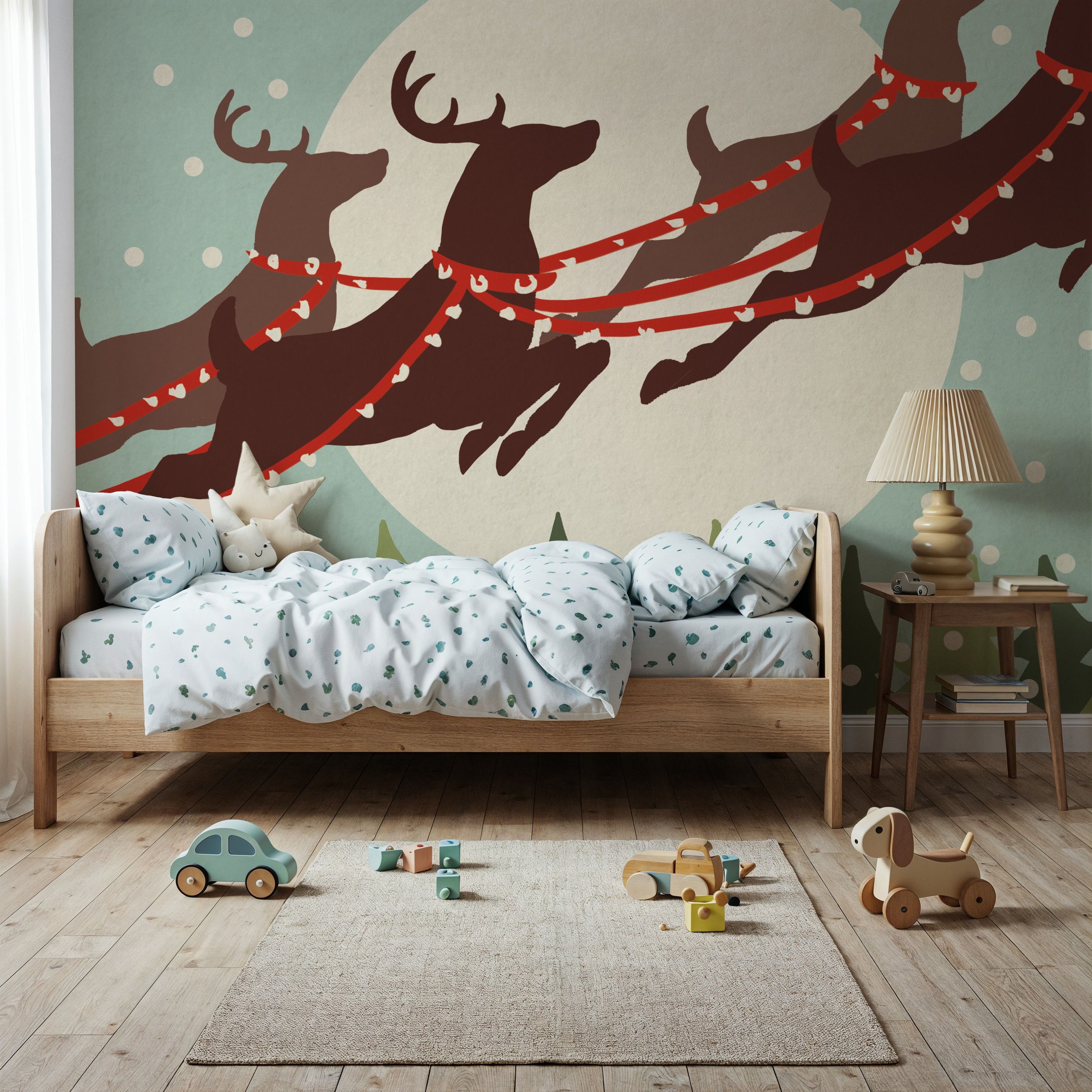 50s Christmas IV Square Mural Wallpaper